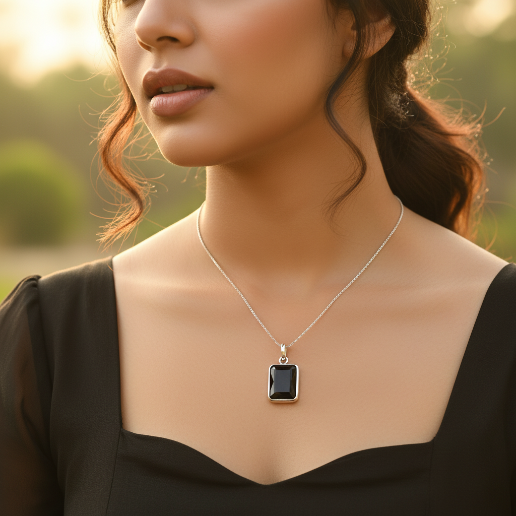 925 Silver Black Onyx Pendant for Women | Gemstone Jewelry