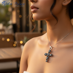 Load image into Gallery viewer, 925 Silver Black Onyx Cross Pendant for Women | Gemstone Jewelry
