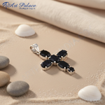 Load image into Gallery viewer, 925 Silver Black Onyx Cross Pendant for Women | Gemstone Jewelry

