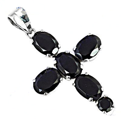 925 Silver Black Onyx Cross Pendant for Women | Gemstone Jewelry