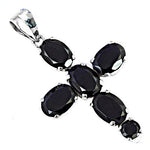 Load image into Gallery viewer, 925 Silver Black Onyx Cross Pendant for Women | Gemstone Jewelry
