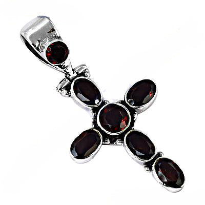 925 Silver Garnet Cross Pendant Necklace for Women | Gift Jewelry