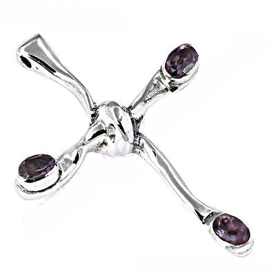 Silver Cross Pendant with Amethyst Gemstones | Women's Jewelry