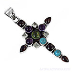 Load image into Gallery viewer, 925 Sterling Silver Gemstone Cross Pendant | Women's Necklace
