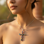 Load image into Gallery viewer, 925 Sterling Silver Gemstone Cross Pendant for Women | Gift Jewelry
