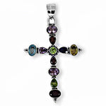 Load image into Gallery viewer, 925 Sterling Silver Gemstone Cross Pendant for Women | Gift Jewelry
