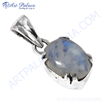 Load image into Gallery viewer, 925 sterling silver moonstone pendant, featuring a pear-shaped, iridescent gemstone set in a polished silver bezel
