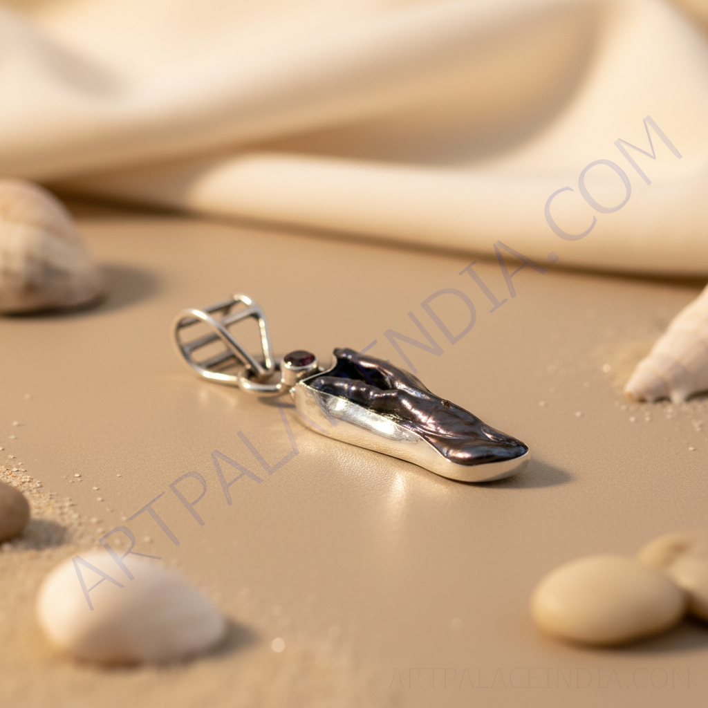 925 silver black pearl & garnet pendant | women's necklace