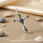 Load image into Gallery viewer, 925 Silver Cross Pendant with Gemstones for Women
