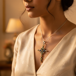 Load image into Gallery viewer, 925 Silver Cross Pendant with Gemstones for Women | Gift
