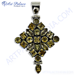 Load image into Gallery viewer, Sterling silver citrine gemstone pendant with various cut citrine stones. A beautiful statement piece.
