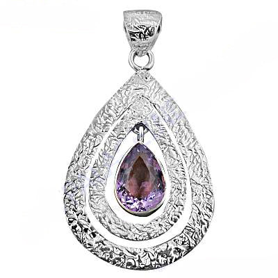 925 Silver Amethyst Teardrop Pendant | Women's Gemstone Necklace