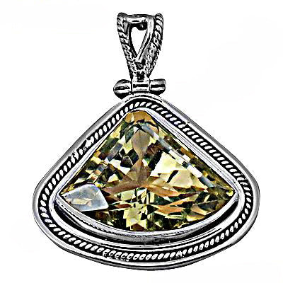 925 Silver Citrine Gemstone Pendant for Women | Triangle Design