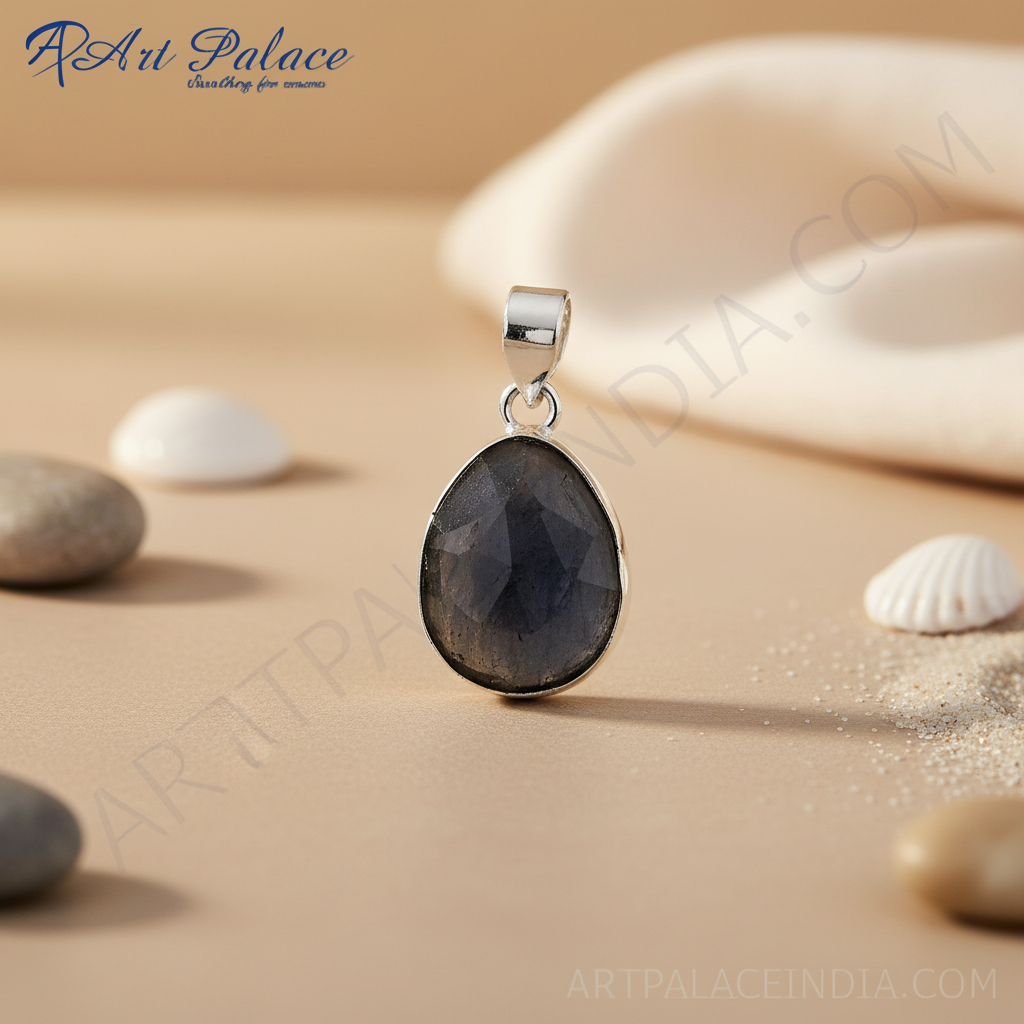 925 silver blue sapphire pendant for women | gemstone jewelry