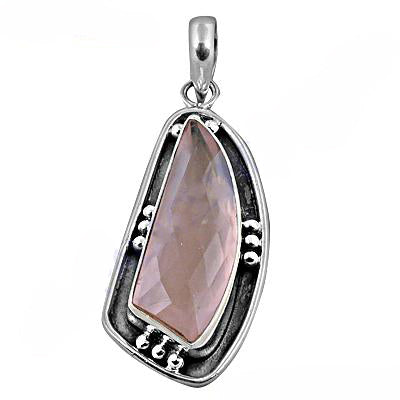 925 Silver Rose Quartz Pendant for Women | Gemstone Jewelry