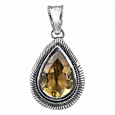 925 Silver Citrine Teardrop Pendant | Women's Gemstone Jewelry