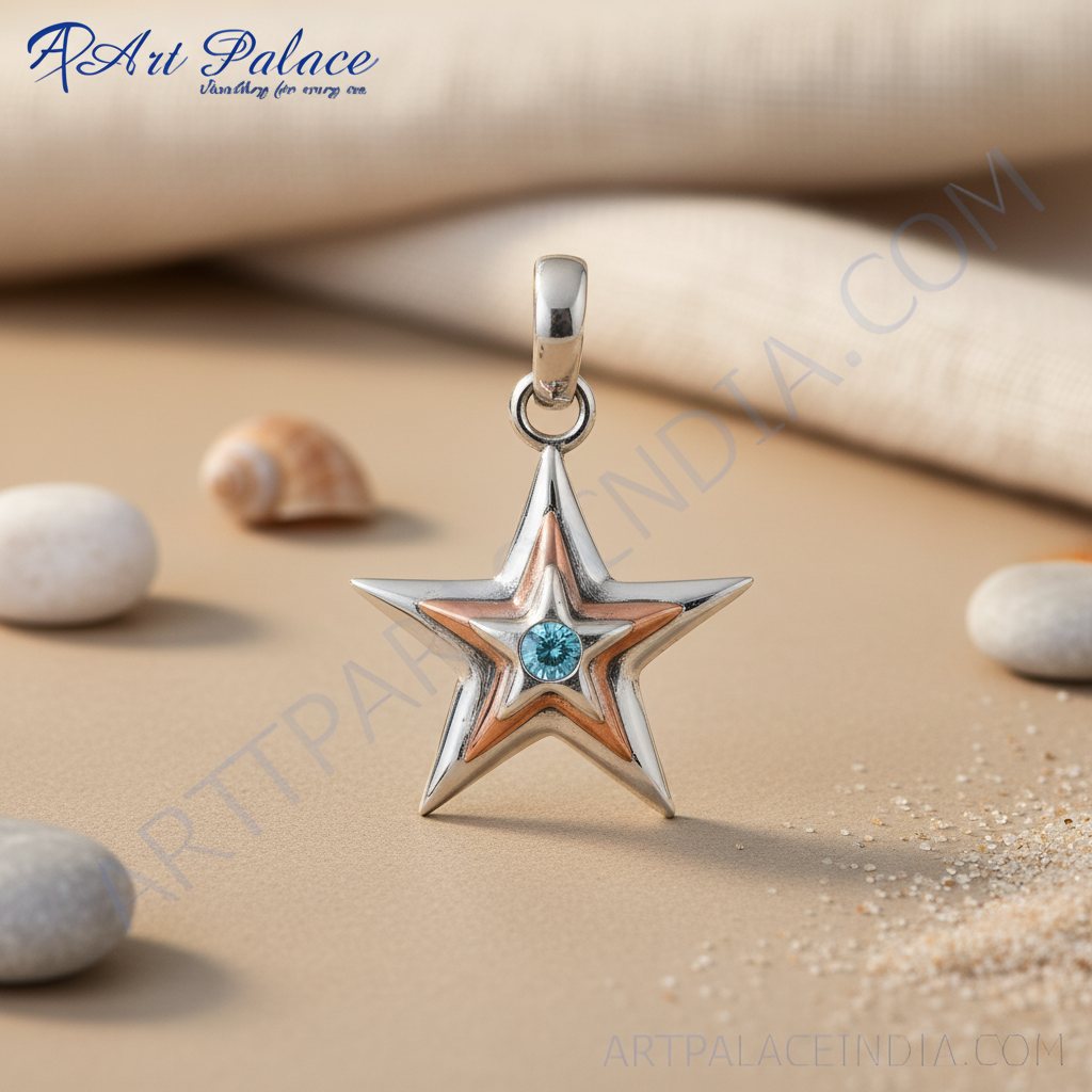 Colgante de estrella de plata 925 con piedra preciosa para mujer