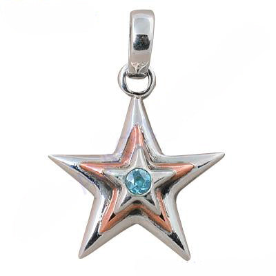 925 Silver Star Pendant with Gemstone for Women