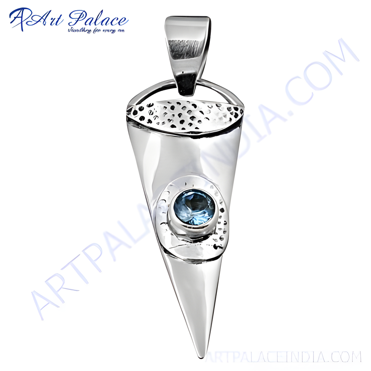 925 sterling silver pendant necklace with a blue topaz gemstone