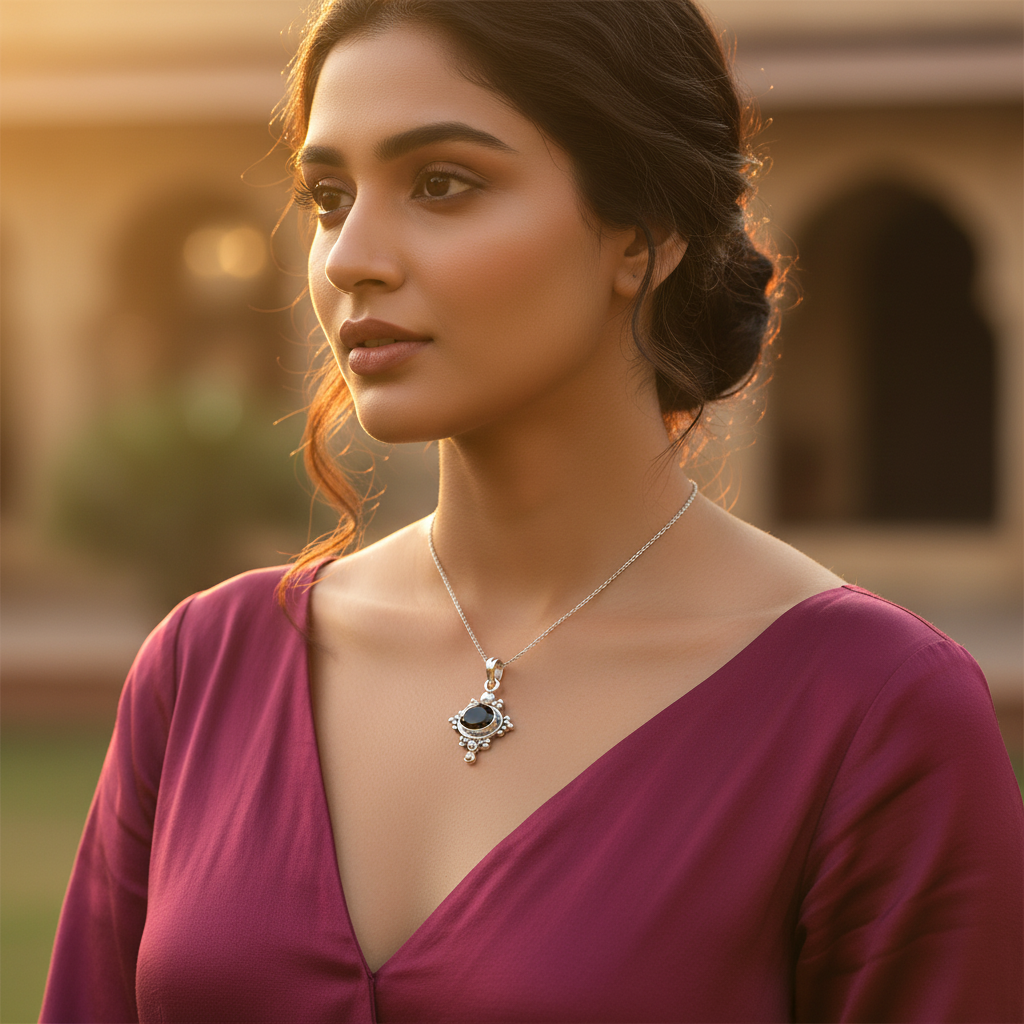 925 Silver Black Onyx Pendant for Women | Gemstone Jewelry