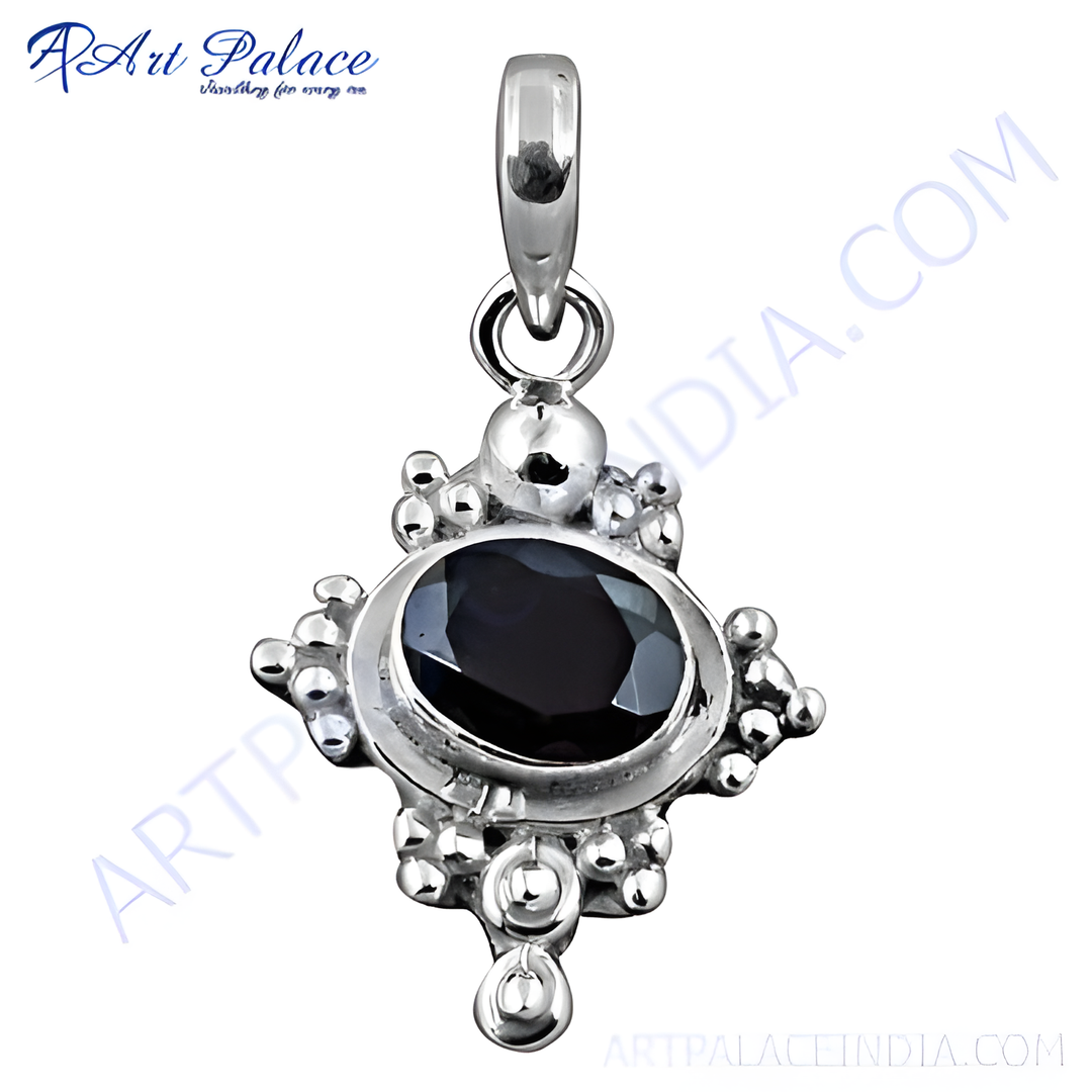 925 sterling silver black onyx oval gemstone pendant for women