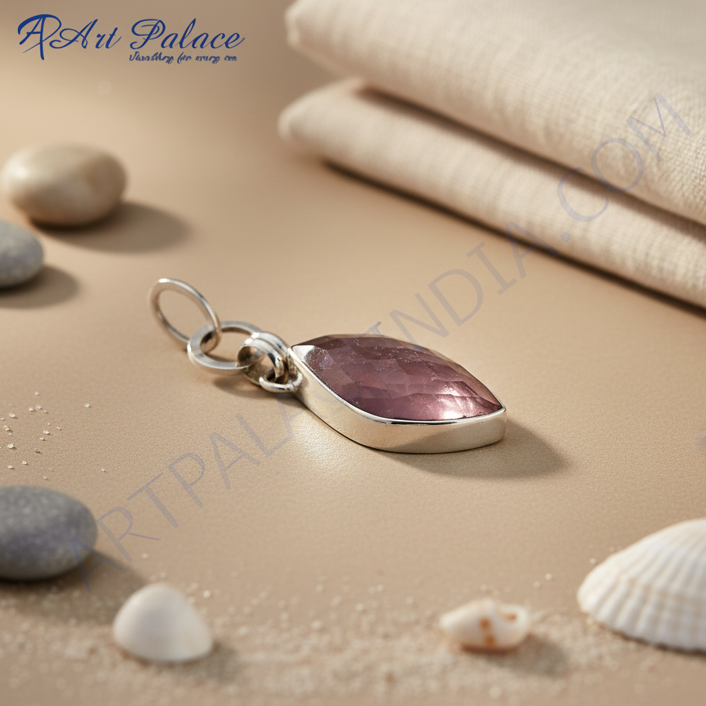 925 Silver Pink Gemstone Pendant | Women's Jewelry Gift