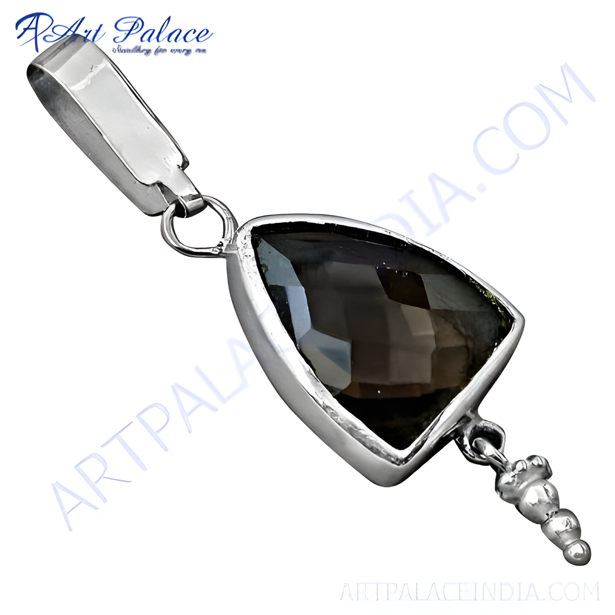 925 sterling silver smoky quartz pendant necklace in a classic design