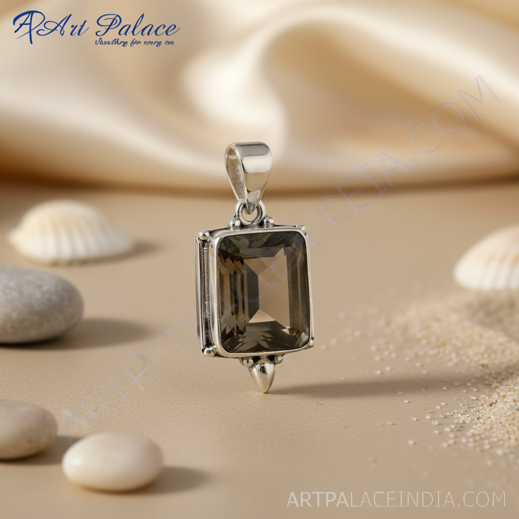 925 Silver Smoky Quartz Pendant for Women | Gemstone Jewelry
