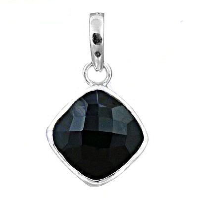 925 Silver Black Onyx Cushion Cut Pendant | Women's Jewelry