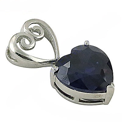 925 Silver Heart Sapphire Pendant for Women | Gemstone Jewelry