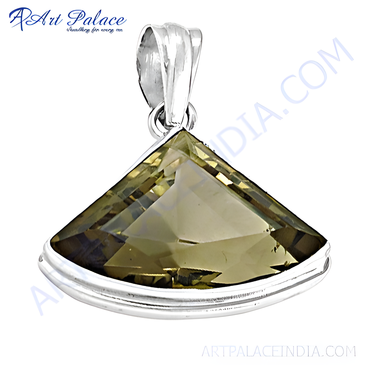 925 sterling silver teardrop pendant with a yellow brown citrine gemstone