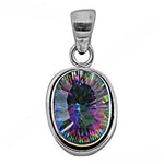 Load image into Gallery viewer, 925 Silver Mystic Topaz Oval Pendant Necklace for Women
