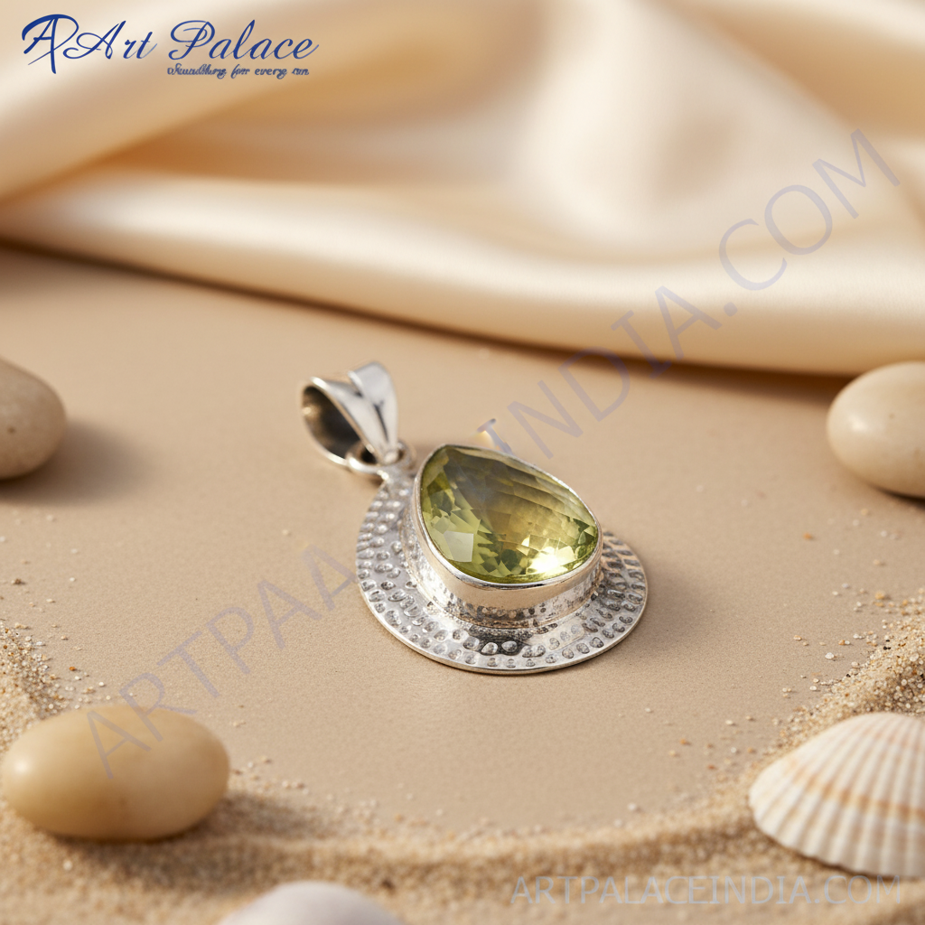925 Silver Citrine Teardrop Pendant for Women | Gemstone Jewelry