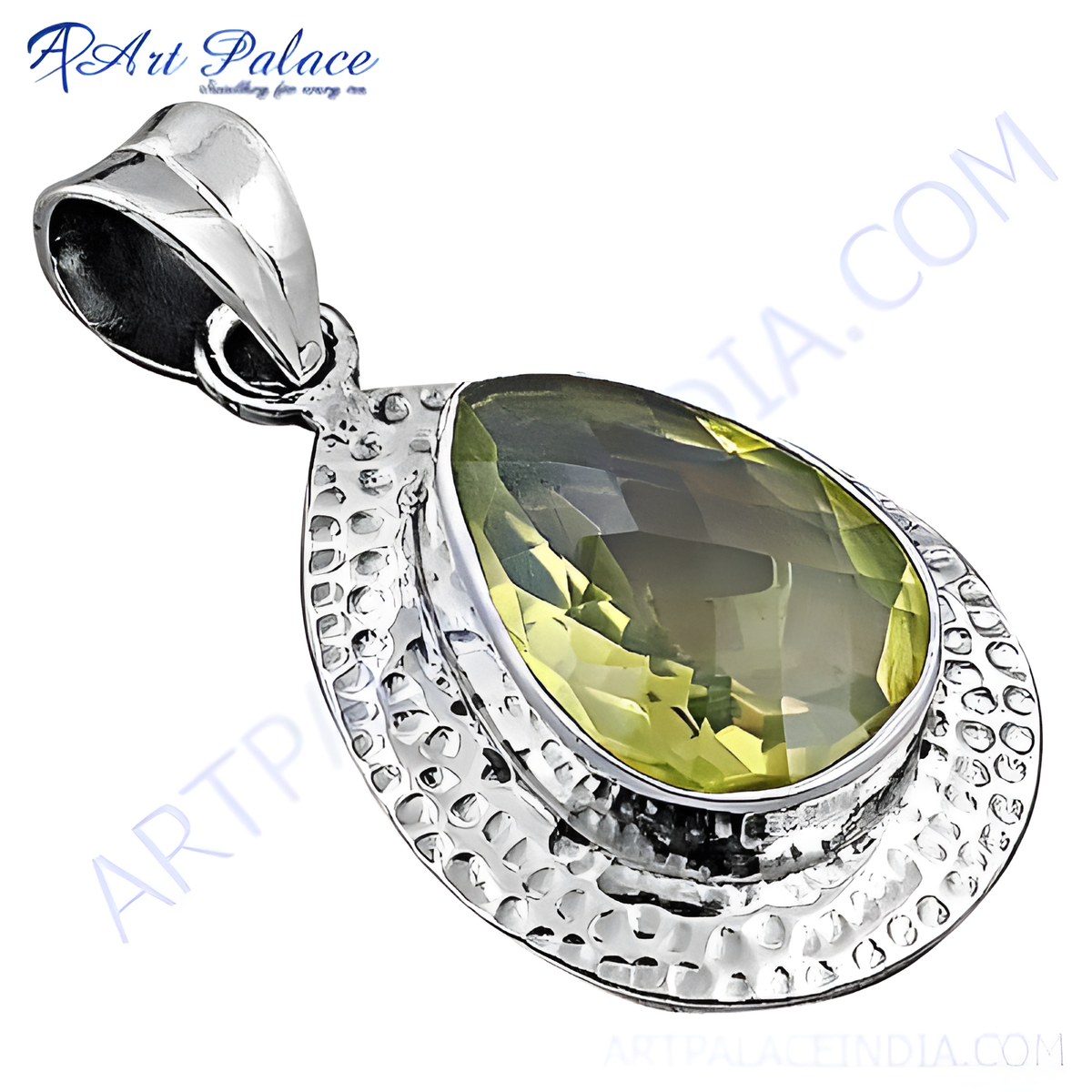 925 sterling silver citrine teardrop pendant