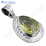 Load image into Gallery viewer, 925 sterling silver citrine teardrop pendant. Yellow gemstone necklace for women.
