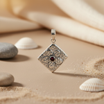 将图像加载到图库查看器中， 925 Silver Hammered Pendant with Garnet Stone | Women's Jewelry
