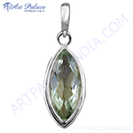 Load image into Gallery viewer, 925 sterling silver green amethyst pendant, teardrop shaped gemstone pendant, green stone, women's jewelry
