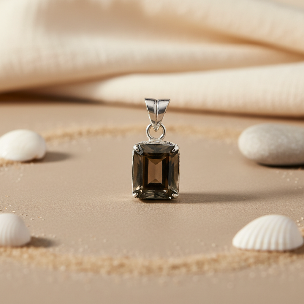 Smoky Quartz Pendant Necklace | 925 Silver | Women's Jewelry