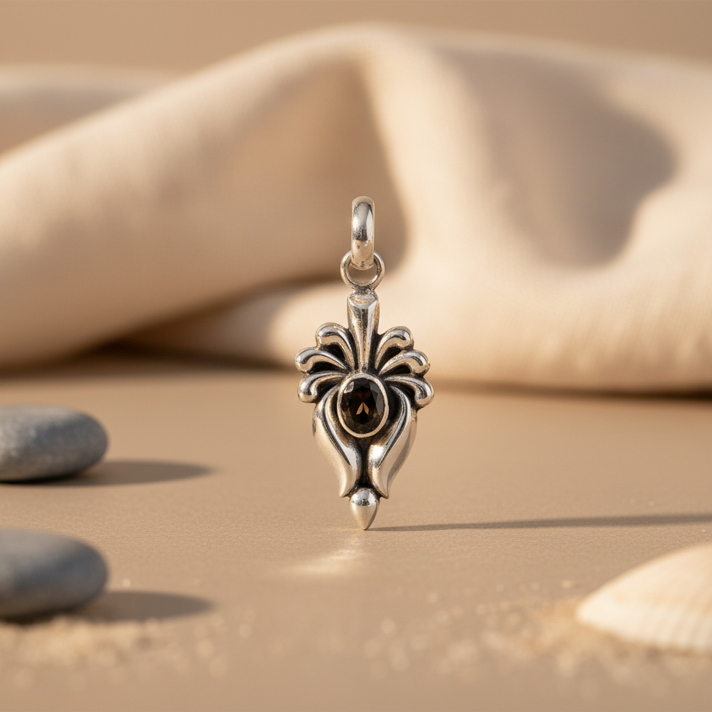 925 Silver Black Stone Pendant for Women | Daily Wear Gift