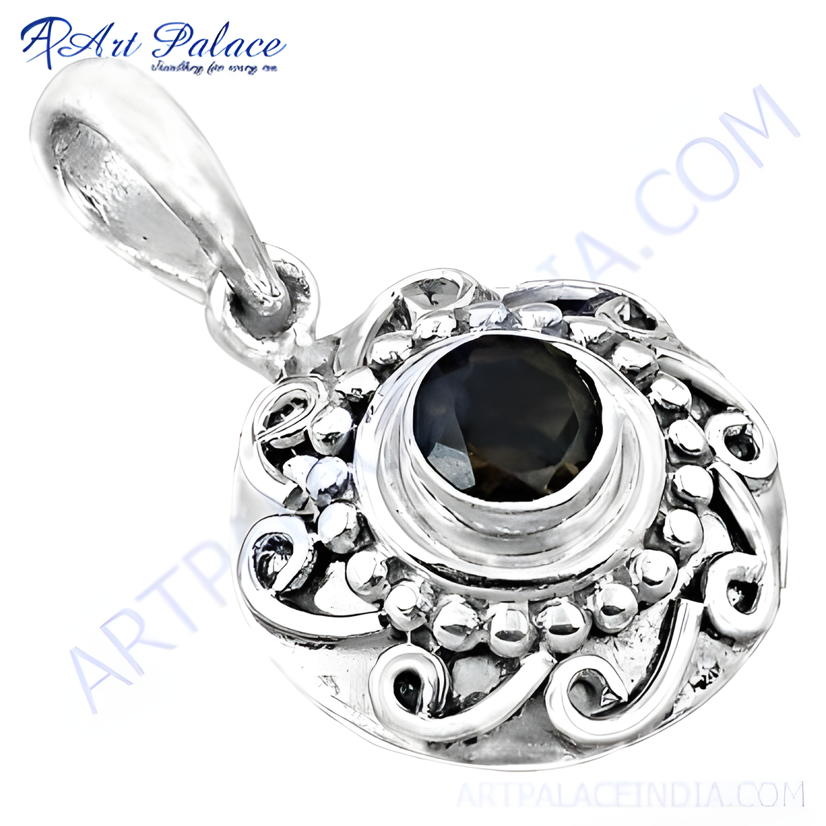 925 sterling silver black onyx pendant necklace with intricate design