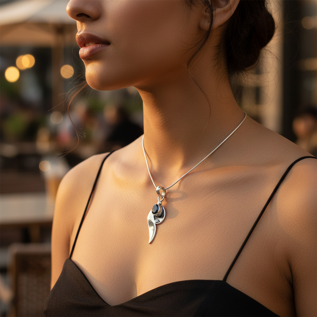 925 Silver Black Onyx Pendant for Women | Gemstone Jewelry