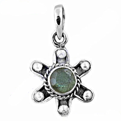 925 Silver Labradorite Flower Pendant for Women | Gemstone Jewelry