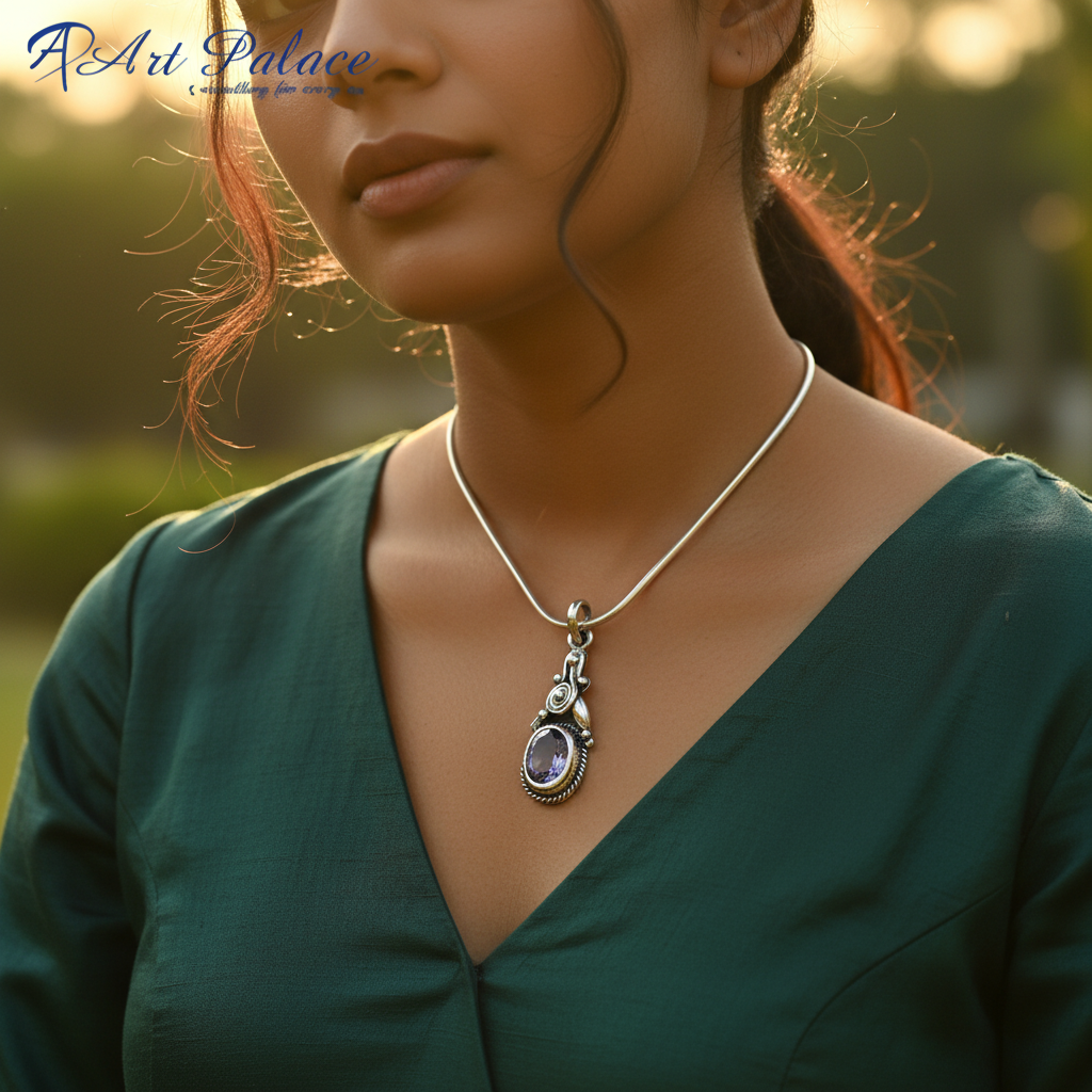 Colgante de amatista en plata 925 para mujer | Joyas con piedras preciosas