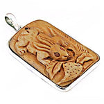 Load image into Gallery viewer, Carved Bone Pendant | Rabbit Design | Silver Border
