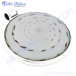 Load image into Gallery viewer, 925 sterling silver spiral pendant with a white and brown swirl design
