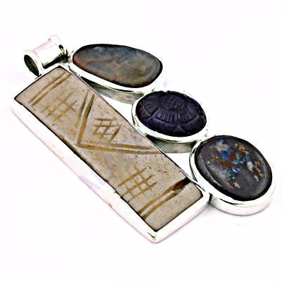 Silver Pendant with Stone Inlay for Women | Unique Jewelry Gift