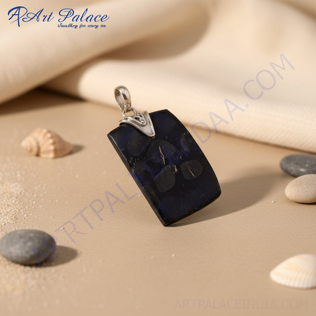 925 Silver Black Stone Pendant for Women | Modern Jewelry