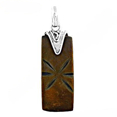 Silver Carved Brown Pendant for Women | Modern Jewelry