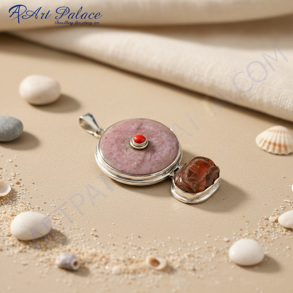 925 Silver Pink Stone Pendant for Women | Gemstone Jewelry Gift