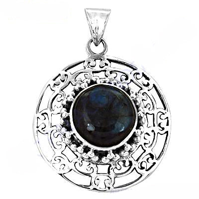 925 Silver Labradorite Pendant Necklace | Women's Circle Jewelry